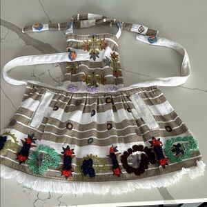 Anthropology Maroa Striped Kids Apron with Colorful Embroidery